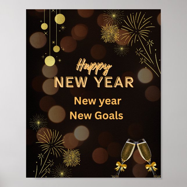 Happy New Year – Golden Brown Poster  (Frente)