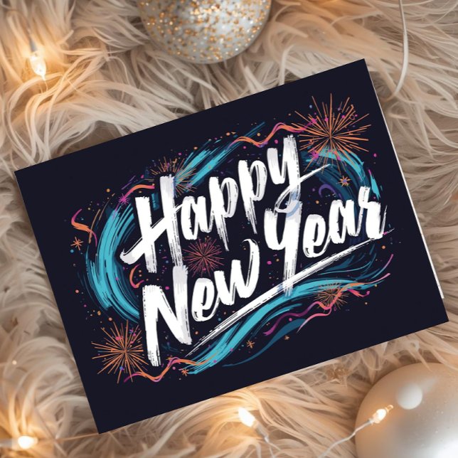 Happy new year holiday elegant Flat Card (Criador carregado)