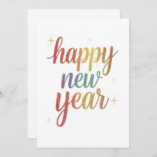 Happy new year holiday elegant Flat Card (Frente/Verso)