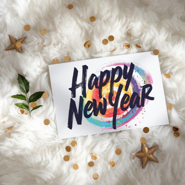 Happy New year vibrant colorful Flat Card (Criador carregado)