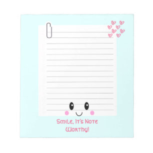 Happy Notes Blue: Bloco de notas Kawaii