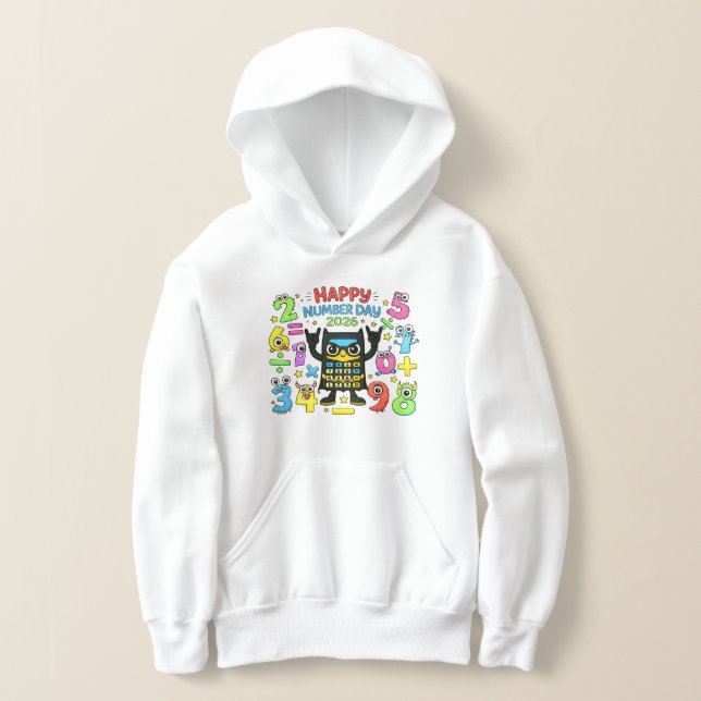 Happy Number Day Cute Calculator Math Hoodie (Postura )