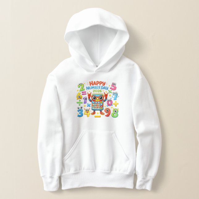 Happy Number Day Cute Maths Hoodie for Kids (Postura )