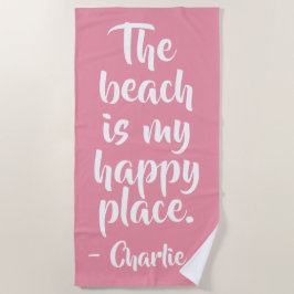 Happy Place nome personalizado toalha de praia