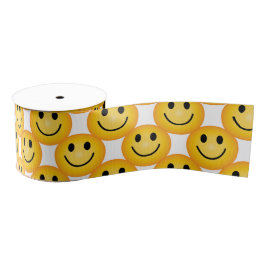 Happy Smiley Face Emoji Printed Ribbon