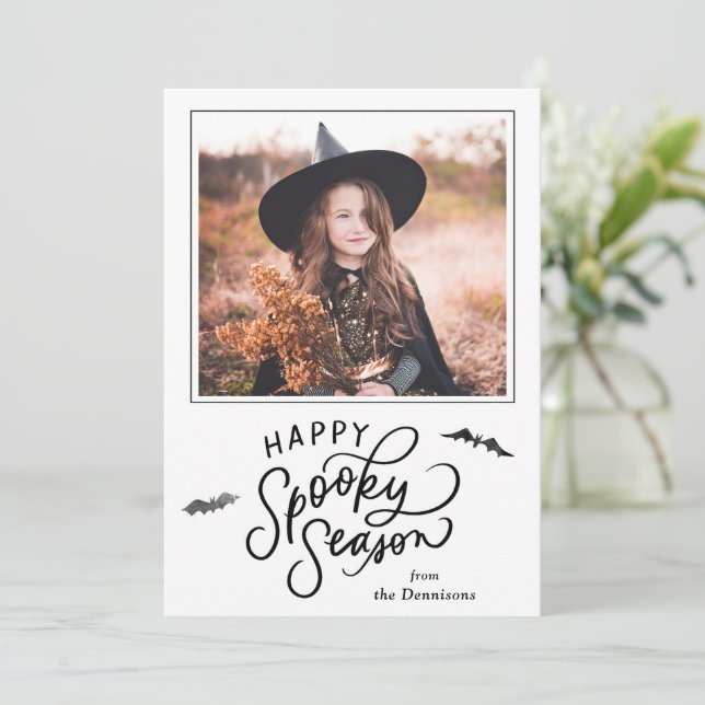Happy Spooky Season - Cartão com fotos de Hallowee (Em pé/Frente)