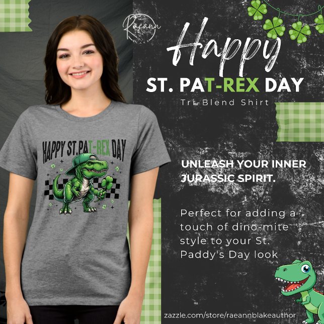 Happy St. Pat-Rex Day Tri-Blend Shirt (Criador carregado)