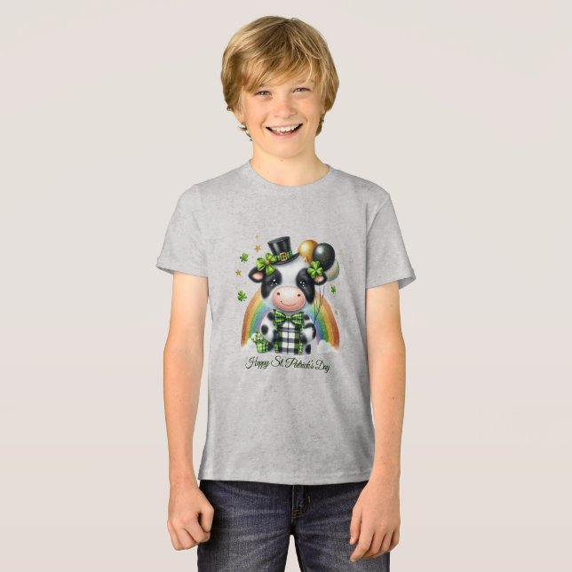 Happy St. Patrick’s Kid’s T-shirt with Back Print (Frente Completa)