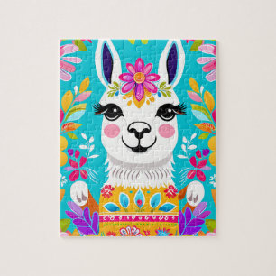 Happy Sweet Floral Llama Jigsee Quebra-cabeça