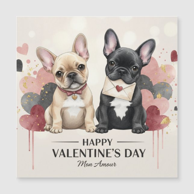 Happy Valentine’s Day French Bulldog Magnet  (Frente)