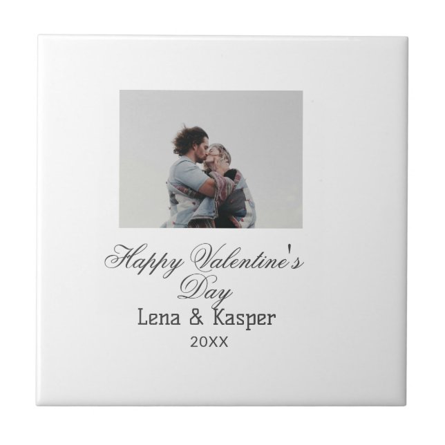 Happy Valentine's day couple photo modern simple t (Frente)