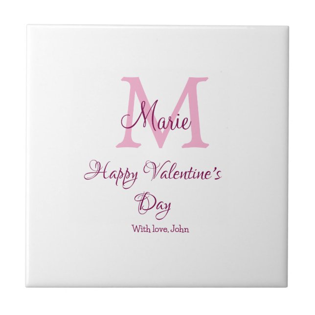 Happy valentine's day monogram pink name love girl (Frente)