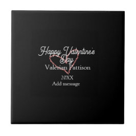 Happy Valentine's day red glitter heart black name