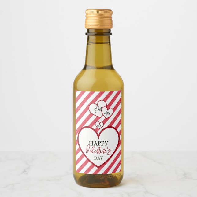 Happy Valentine's Day Red Hearts Chalk Stripes (Frente)