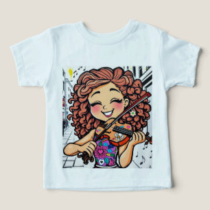 Happy Violin Girl Cartoon for Music Lovers