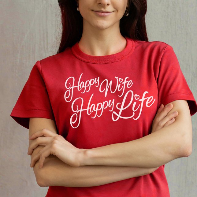 Happy Wife Happy Life - Camiseta gráfica do slogan (Criador carregado)