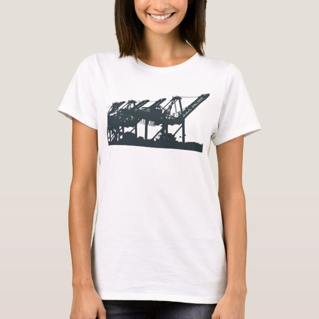 Harbor Cranes Bella Camisa de manga longa (Frente)