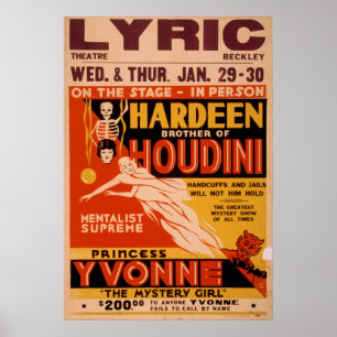 HARDEEN Mentalist VAUDEVILLE Poster