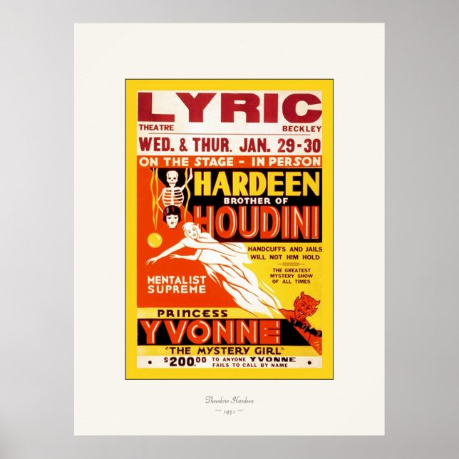 Hardeen ~ Vintage Poster ~ 1931 (Frente)