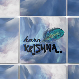 "Hare Krishna" Peacock Feather Hindu