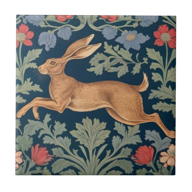 Hare William Morris estilo Left Face Floral (Frente)
