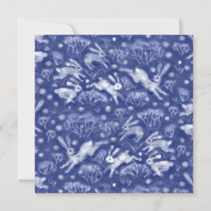 Hares Snow Field White Rabits Inverno Animal Azul