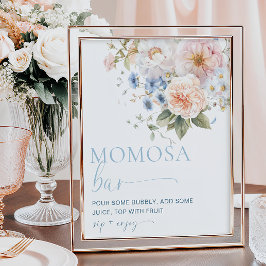 Hargrove Blue Floral Momosa Poster Bar