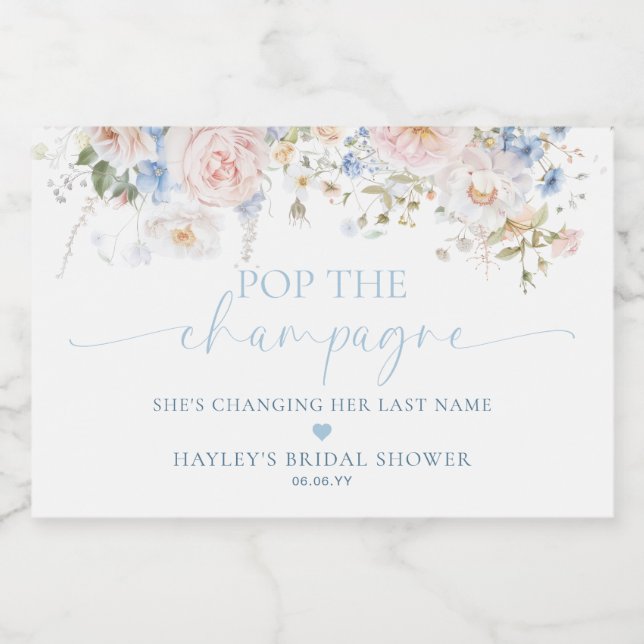 Hargrove Blue Floral Pop Do Chá De Champanhe (Rótulo Único)