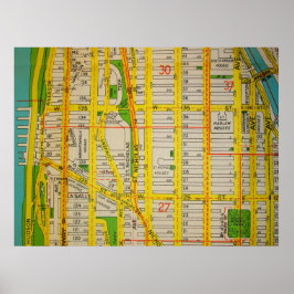 Harlem, Manhattan Vintage Map Poster