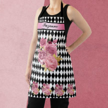 Harlequin branco preto com flor rosa e nome