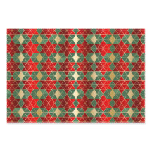 Harlequin Geométrico Dourado Vermelho Natal