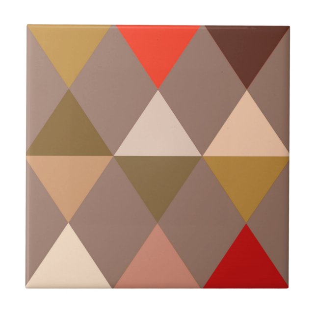 Harlequin / padrão diamante - Taupe e Vermelho (Frente)