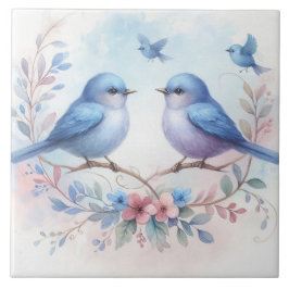 Harmonia Bluebird em Azulejo cerâmico floral