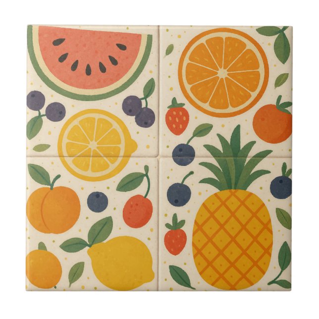 Harmonia de Fruta de Verão - Azulejo cerâmico de a (Frente)