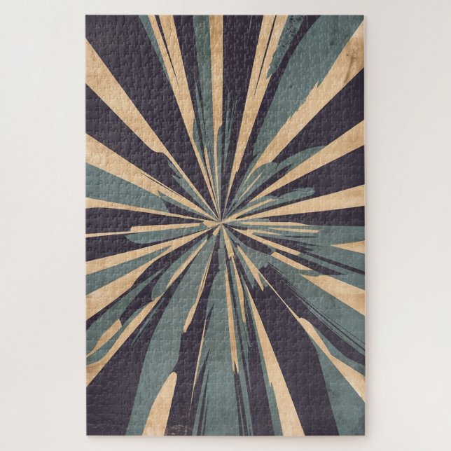 Harmonia Vintage em Azul | Quebra-Cabeça Geométric (Vertical)