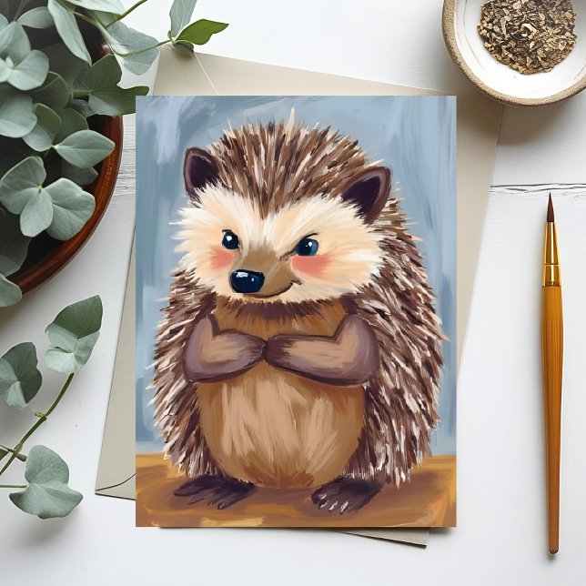 Harold the Hedgehog | Cute Animal Watercolor Card (Criador carregado)
