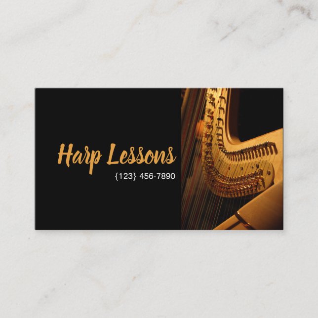 Harp Lessons Music Cartão de visita (Frente)