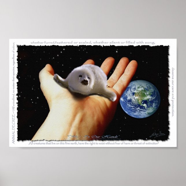 Harp Seal Protection EARTH DAY Art Poster (pequeno (Frente)