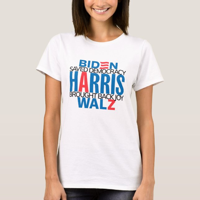 Harris/Walz 2024 - Camisa de manga curta feminina (Frente)
