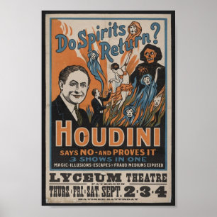 Harry Houdini Vintage Poster de Desempenho Mágico