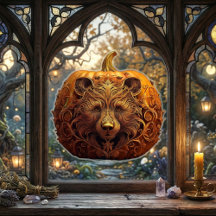 Harvest Guardian Bear Ornamentado Autumn Pumpkin A