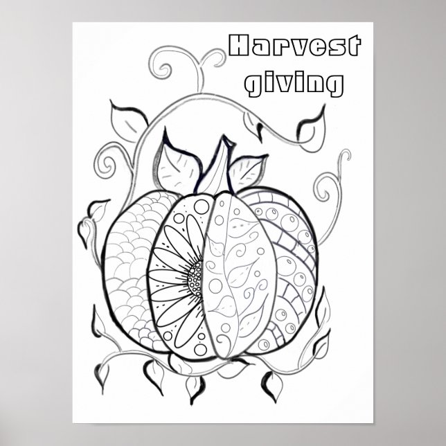 Harvest pumpkin coloring poster (Frente)