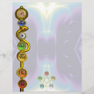 HASTE DE ASCLEPIUS COM 7 CHAKRAS, ENERGIA