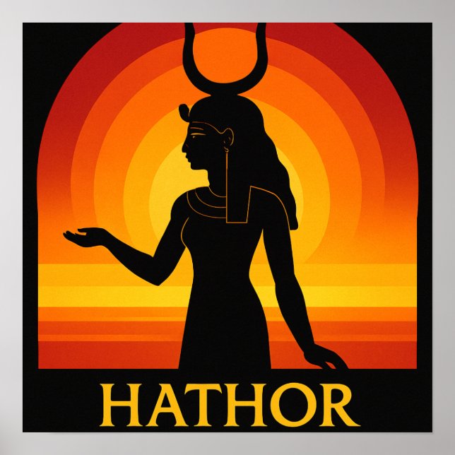 Hathor Egípcia Deusa Sunset Poster Art (Frente)