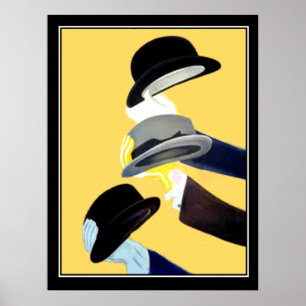 Hats French Art Deco Poster vintage francês