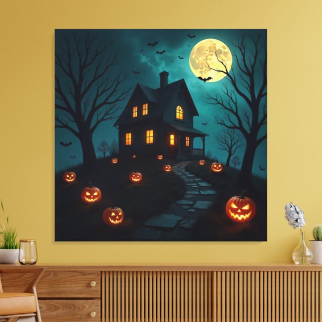 Haunted House Premium Wrapped Canvas (Insitu(Sala de estar))
