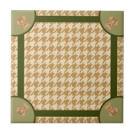 Haut Houndstooth com Urso de Pelúcia,