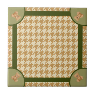 Haut Houndstooth com Urso de Pelúcia,