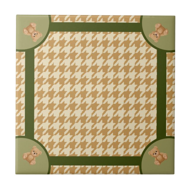 Haut Houndstooth com Urso de Pelúcia, (Frente)