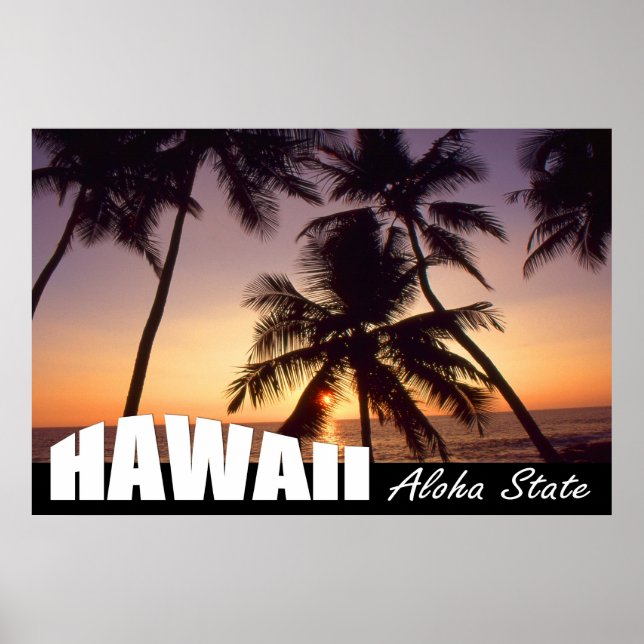 Havaí Aloha State USA Poster de viagens (Frente)